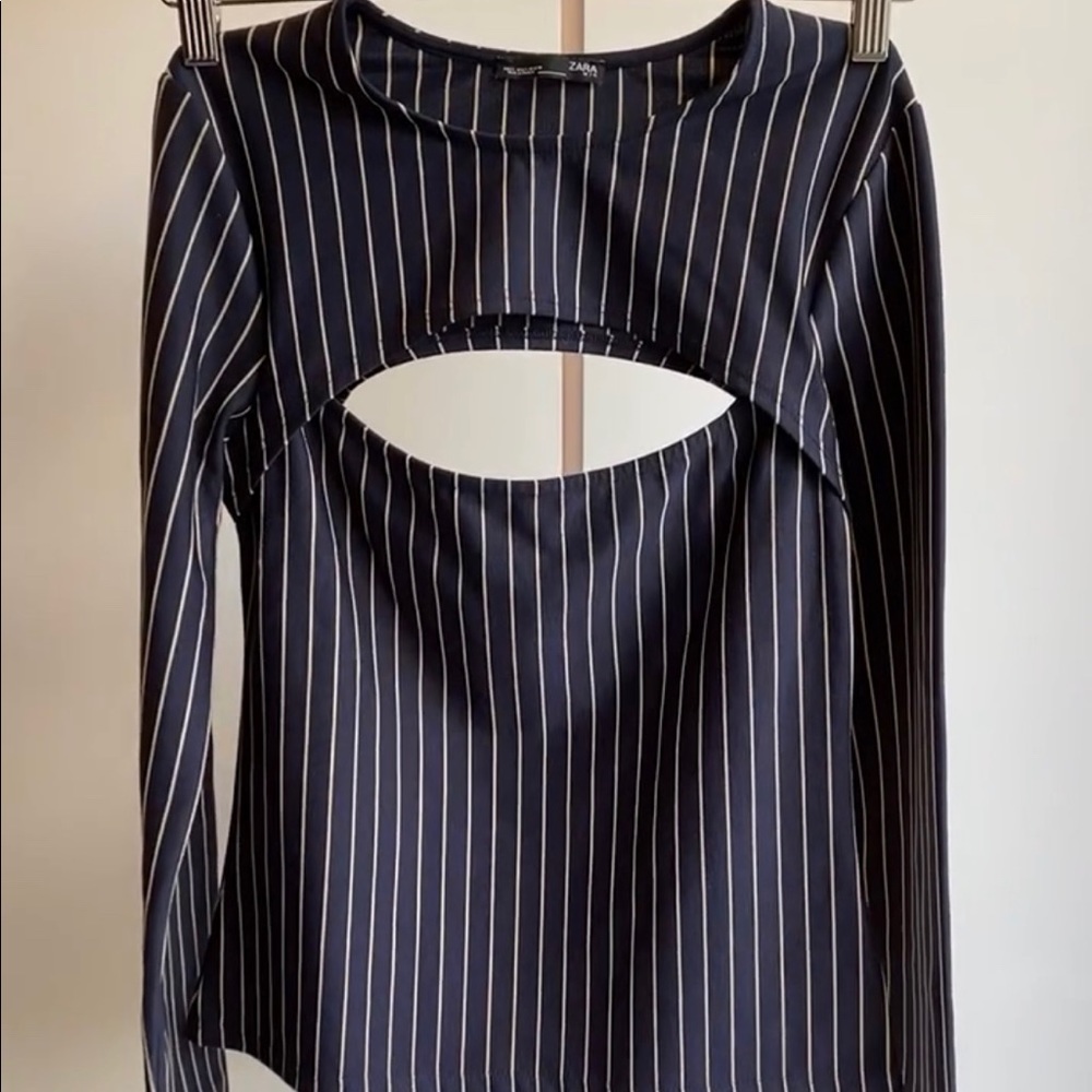 Zara Cut Out Striped Top - Picture 4 of 6